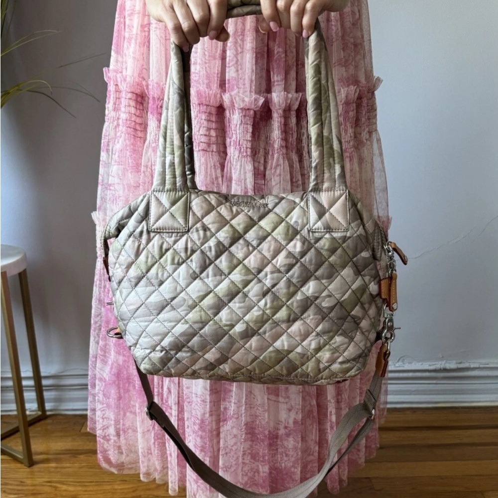 MZ WALLACE SUTTON QUILTED NYLON CAMOUFLAGE SHOULDER BAG SMALL